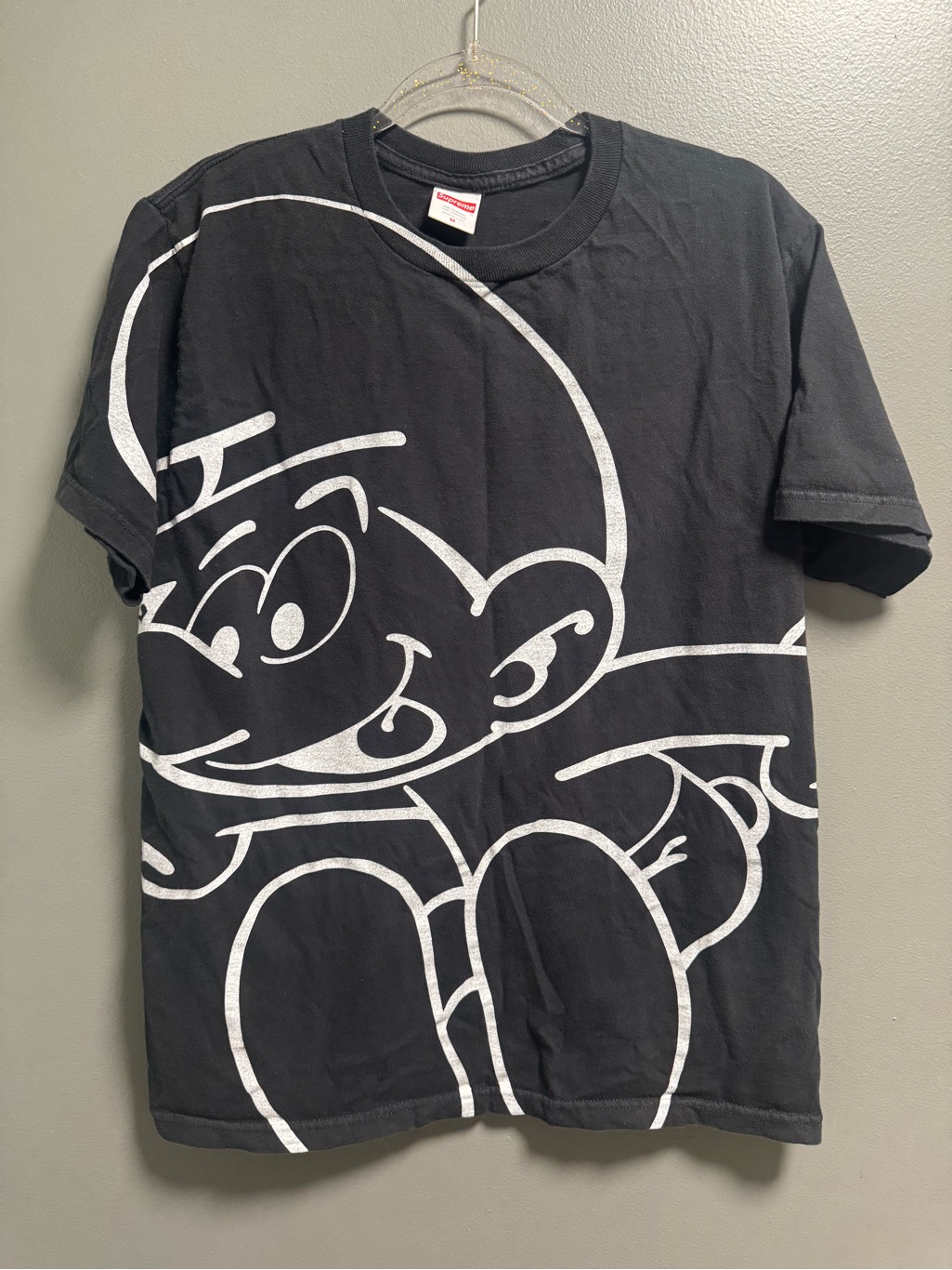 Supreme Smurf Black Tee With White Graphic Detail 100% Cotton M